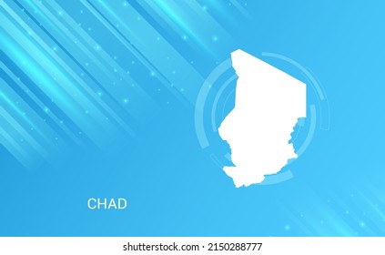 Abstract map of Chad circuit circle smooth light blue background.