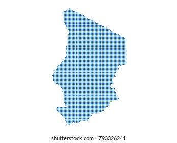 Abstract map of Chad dots planet Blue, lines. Vector illustration eps 10.
