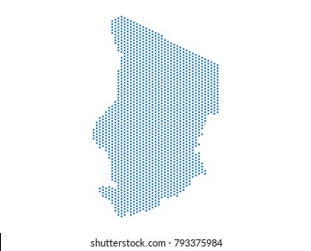 Abstract map of Chad dots square Blue,Pixel lines. Vector illustration eps 10.