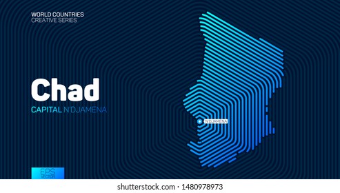 Abstract map of Chad with hexagon lines