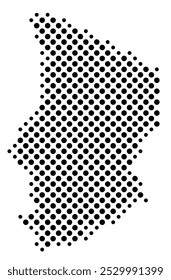 Abstract map of Chad with a pattern of black circles like a chessboard