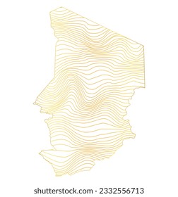 abstract map of Chad - vector illustration of striped gold colored map