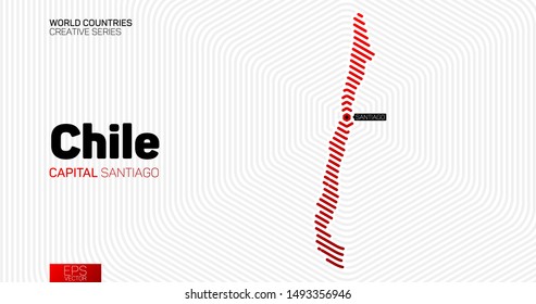 Abstract map of Chile with red hexagon lines
