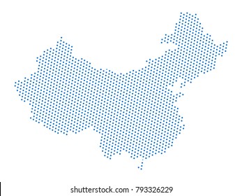 Abstract map of China dots planet Blue, lines. Vector illustration eps 10.
