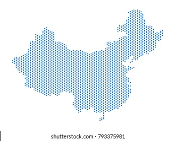 Abstract map of china dots square Blue,Pixel lines. Vector illustration eps 10.