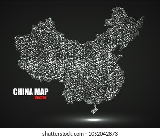 Abstract map of China with glowing particles, vector illustration eps 10