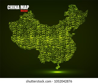 Abstract map of China with glowing particles, vector illustration eps 10