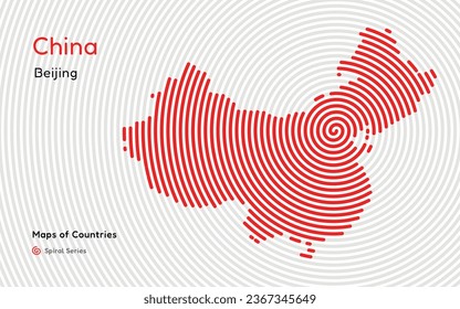 Abstract map of China with hexagon lines