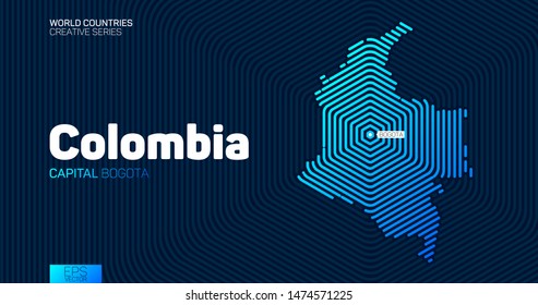 Abstract map of Colombia with hexagon lines