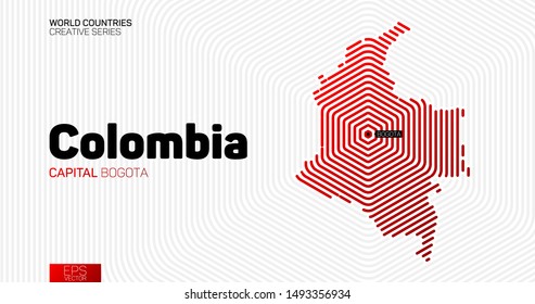 Abstract map of Colombia with red hexagon lines