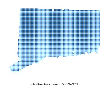 Abstract map of Connecticut dots planet Blue, lines. Vector illustration eps 10.

