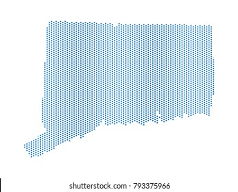 Abstract map of Connecticut dots square Blue,Pixel lines. Vector illustration eps 10.