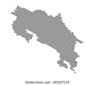 Abstract map of Costa Rica dots planet, lines, global world map halftone concept. Vector illustration eps 10.