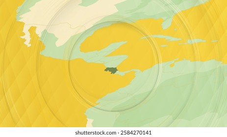 Abstract Map of Costa Rica and Surrounding Regions with Circular Patterns. Vibrant Abstract Map.