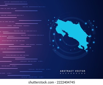 Abstract map of Costa Rica technology with hi-tech digital data connection system background circuit.