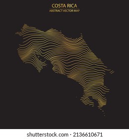 abstract map of Costa Rica - vector illustartion of striped gold colored map