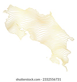 abstract map of Costa Rica - vector illustration of striped gold colored map