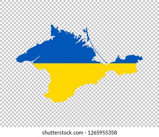 Abstract map of Crimea colored in Ukrainian flag