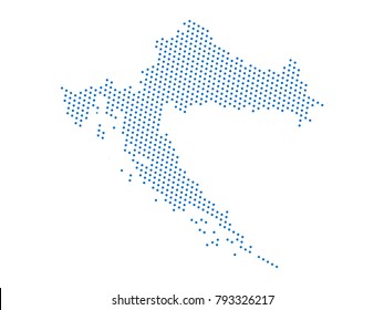 Abstract map of Croatia dots planet Blue, lines. Vector illustration eps 10.
