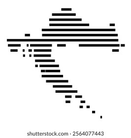 Abstract map of Croatia showing the country with horizontal black lines