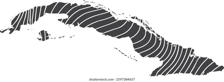 abstract map of Cuba with wave pattern