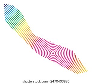 Mapa Abstractas de Curazao que muestra la zona del país con anillos concéntricos en colores arcoíris como un blanco de tiro.