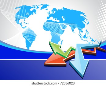 abstrakte Karte, Kurzwellenhintergrund mit Pfeilspitzen