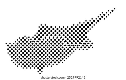 Abstract map of Cyprus with a pattern of black circles like a chessboard
