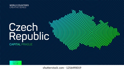 Abstract map of Czech Rpublic with circle lines