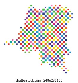 Mapa Abstractas de la República Democrática del Congo con un patrón de cuadros coloridos como un tablero de ajedrez
