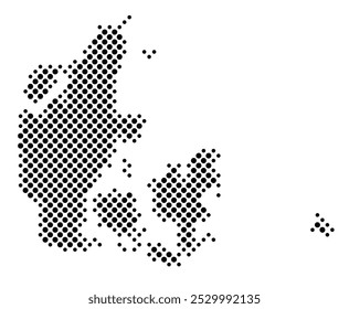 Abstract map of Denmark with a pattern of black circles like a chessboard