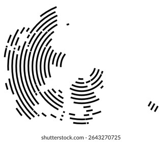 Abstract map of Denmark showing the country with a black spiral line