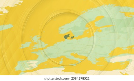 Abstract Map of Denmark and Surrounding Regions with Circular Patterns. Vibrant Abstract Map.