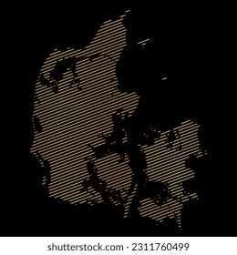 mapa abstracto de Dinamarca - ilustración vectorial de un mapa a rayas de color oro