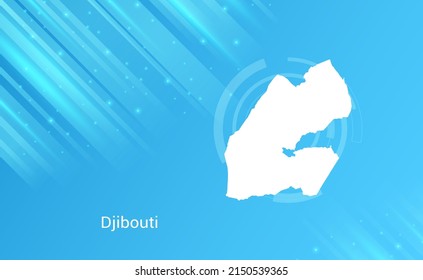 Abstract map of Djibouti circuit circle smooth light blue background.
