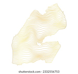 abstract map of Djibouti - vector illustration of striped gold colored map