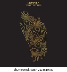 abstract map of Dominica - vector illustartion of striped gold colored map