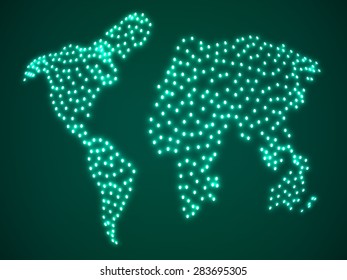 Abstract map of the earth with glowing. Vector illustration. Eps10