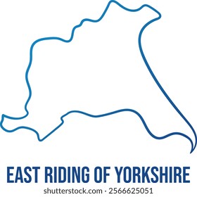 Abstract map of East Riding of Yorkshire and Hull
ceremonial county. Blue gradient illuminated smooth edges map shape. Use for wall art, travel blog, news article