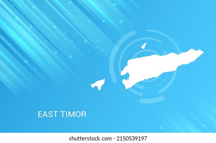 Abstract map of East Timor circuit circle smooth light blue background.