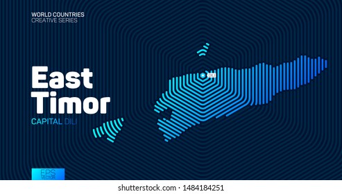 Abstract map of East Timor with hexagon lines