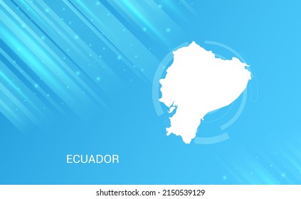 Abstract map of Ecuador circuit circle smooth light blue background.