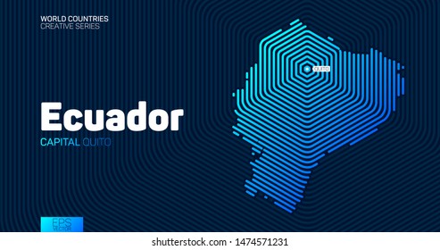 Abstract map of Ecuador with hexagon lines