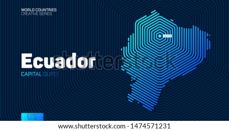Abstract map of Ecuador with hexagon lines