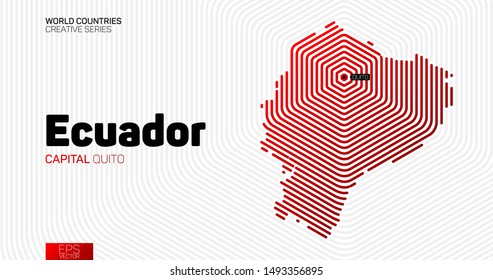 Abstract map of Ecuador with red hexagon lines