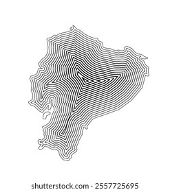Abstract map of Ecuador showing the country border buffered inside with black tapering lines