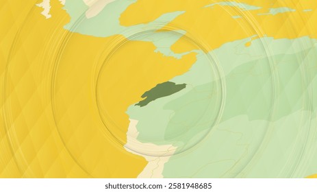 Abstract Map of Ecuador and Surrounding Regions with Circular Patterns. Vibrant Abstract Map.
