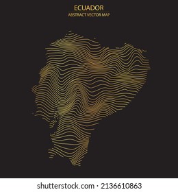 mapa abstracto de Ecuador - ilusión vectorial de un mapa a rayas de color oro