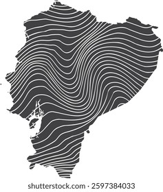 abstract map of Ecuador with wave pattern