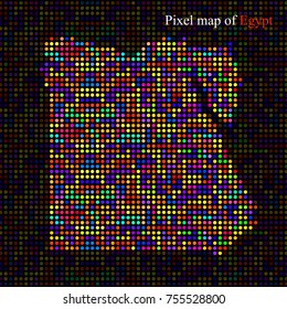 Abstract map of Egypt, colorful dots. Vector illustration. Eps 10